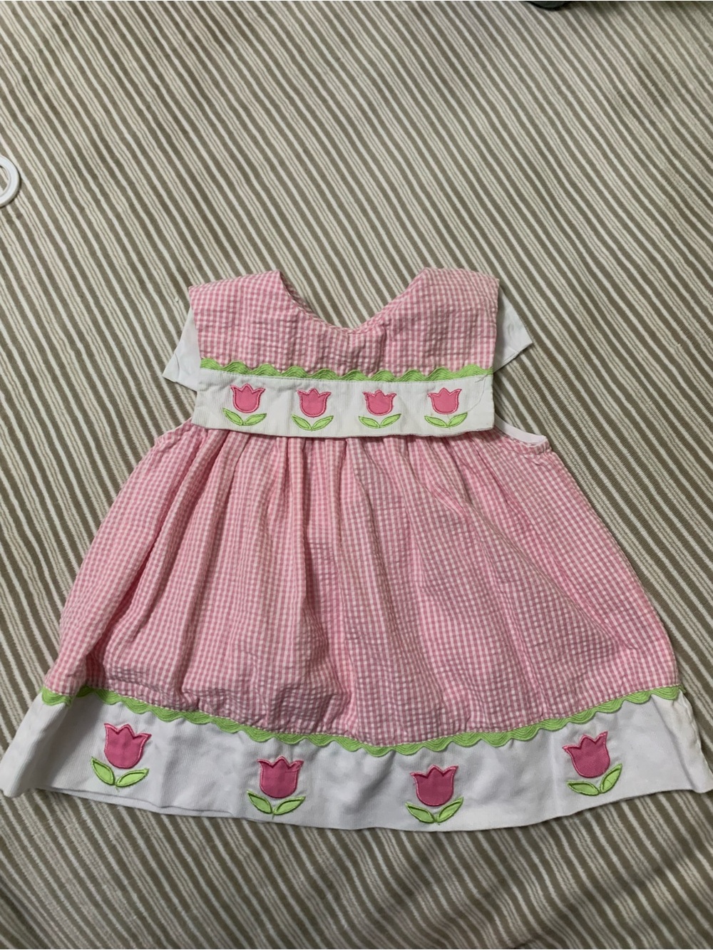 Pink Tulip Embroidered Girls' Sundress